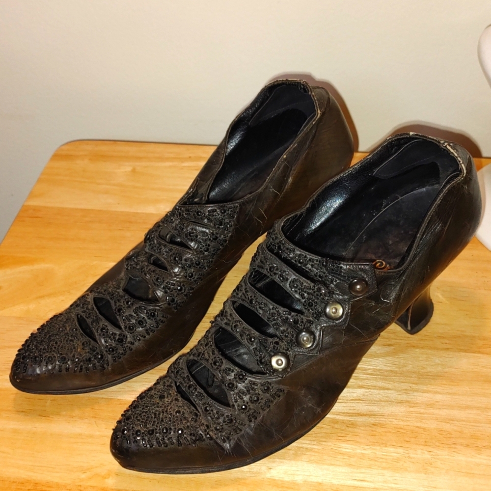 Victorian Era Shoes by Sorosis Buttons and Beads Use for Home Decor (small size)
